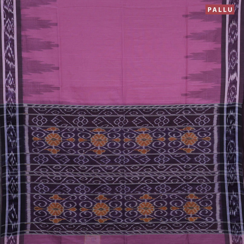 Bengal soft cotton saree mauve pink with plain body and temple design simple border