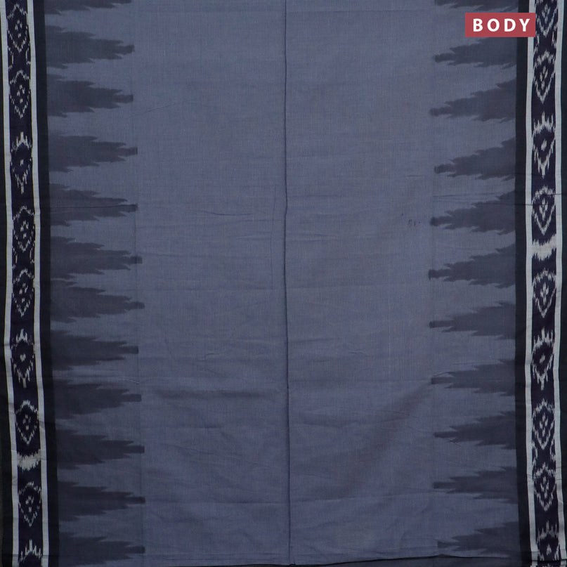 Bengal soft cotton saree grey shade with plain body and temple design simple border