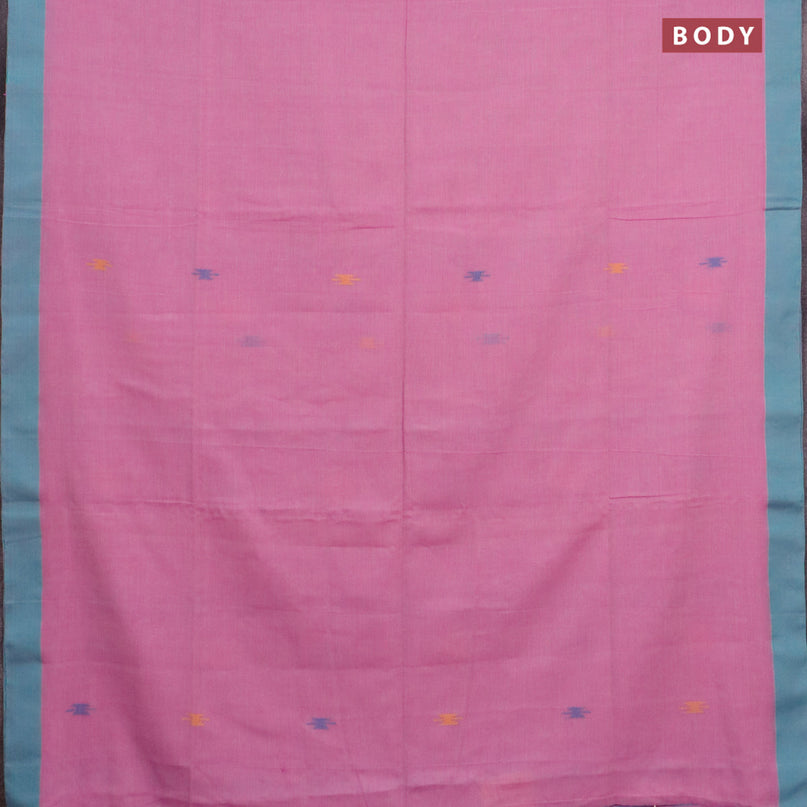 Bengal soft cotton saree light pink and teal green with thread woven buttas and simple border