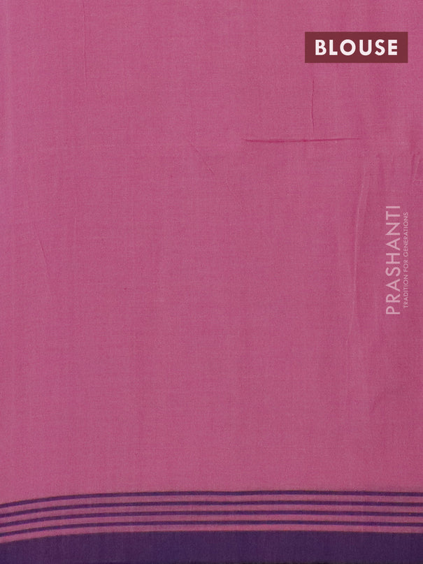Bengal soft cotton saree mauve pink and blue with thread woven buttas and simple border
