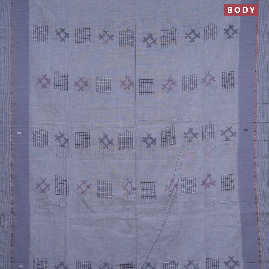 Bengal soft cotton saree grey shade with ikat butta weaves and ikat woven border