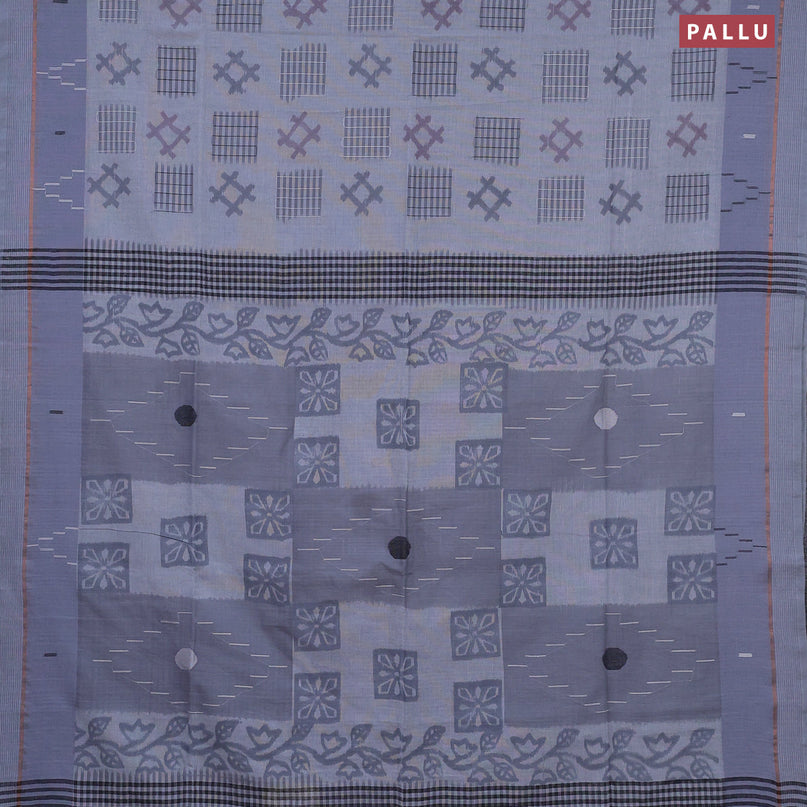 Bengal soft cotton saree grey shade with ikat butta weaves and ikat woven border