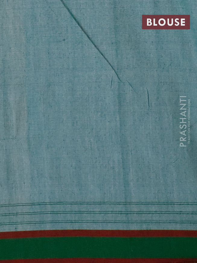 Bengal soft cotton saree beige and green with ikat butta weaves and simple border