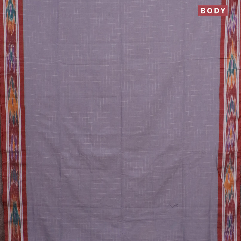 Bengal soft cotton saree grey shade and maroon with allover thread weaves and ikat woven border