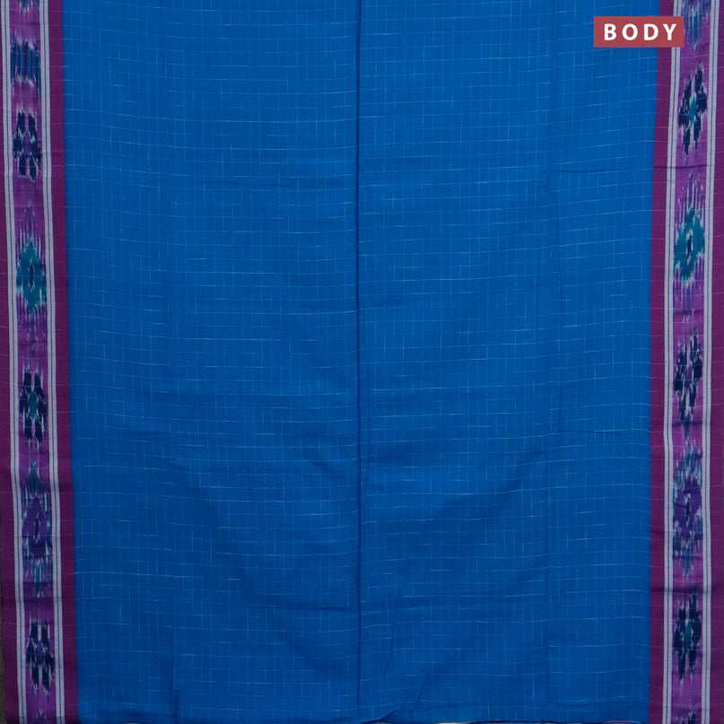 Bengal soft cotton saree cs blue and purple with allover thread weaves and ikat woven border