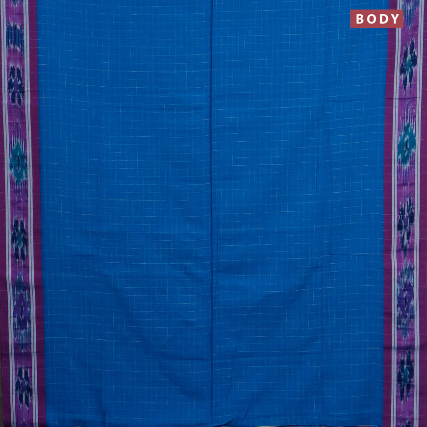 Bengal soft cotton saree cs blue and purple with allover thread weaves and ikat woven border