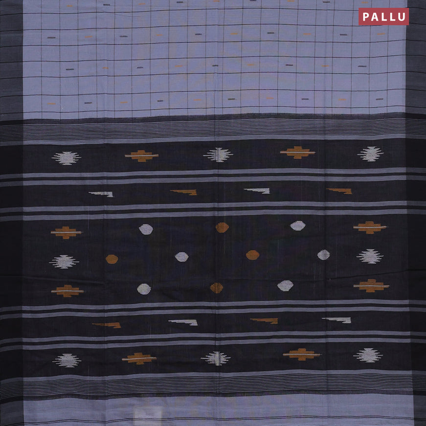 Bengal soft cotton saree grey and black with allover checked pattern & buttas and simple border