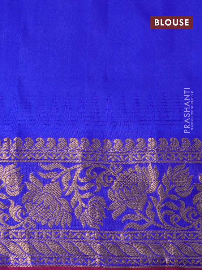 Pure gadwal silk saree pista green and blue with zari woven buttas and temple design floral zari woven border