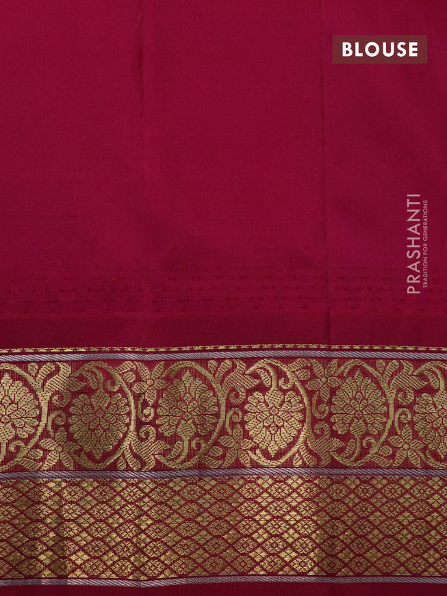 Pure gadwal silk saree dual shade of teal blue and pink with zari woven buttas and zari woven border