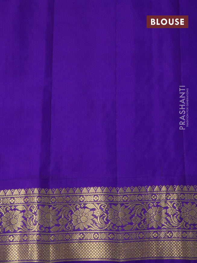 Pure gadwal silk saree red and violet with allover zari checks & buttas and zari woven border