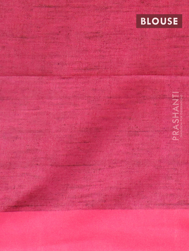 Pure linen saree grey and dark pink with plain body and simple border