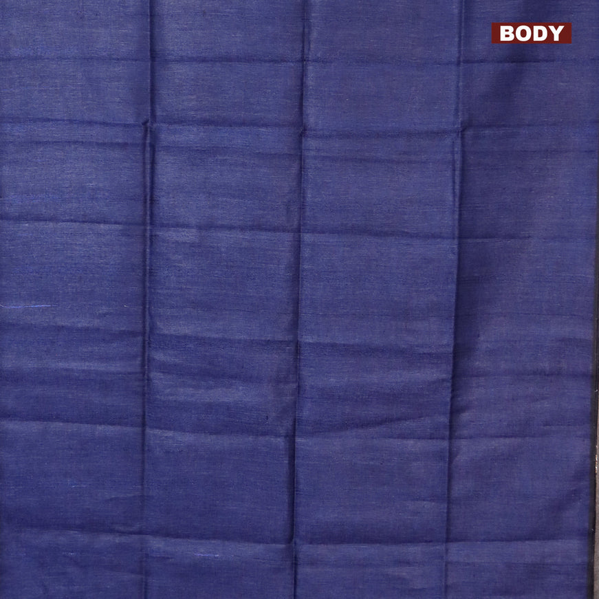 Pure linen saree blue with zari stripe pattern and piping border