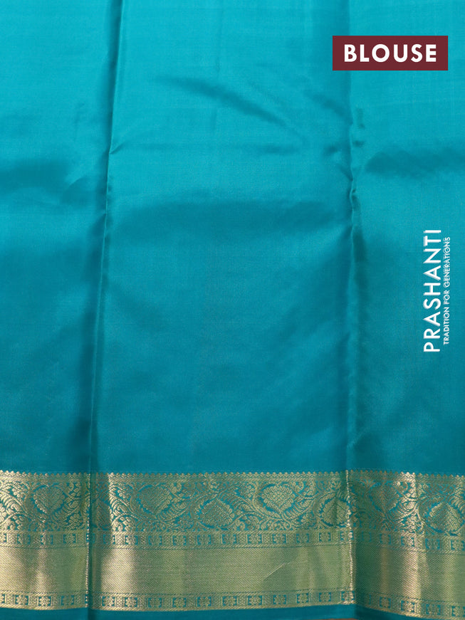 Pure kanjivaram silk saree yellow and green with zari woven buttas and zari woven border