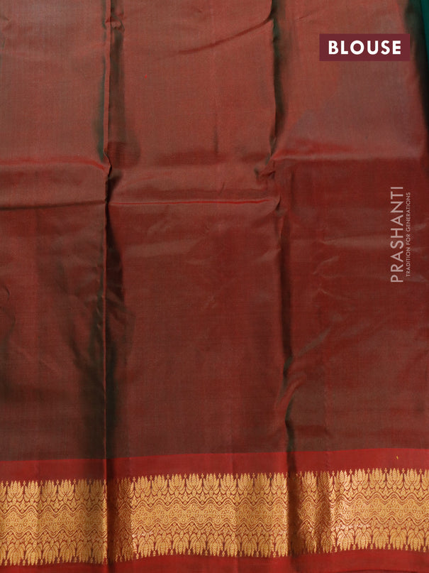 Gadwal silk cotton saree dark green and dual shade of maroon with allover zari woven buttas and zari woven border