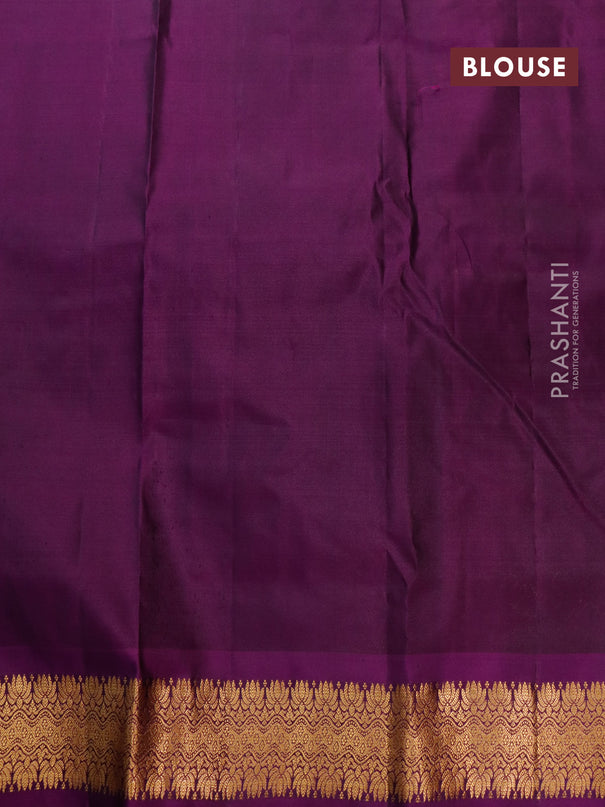 Gadwal silk cotton saree navy blue and purple with allover zari woven buttas and zari woven border