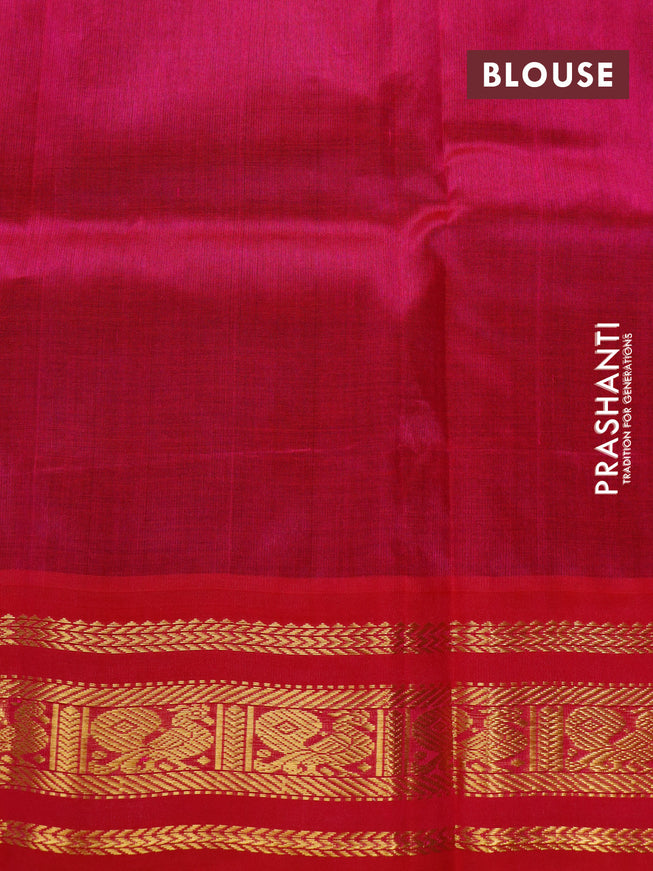 Silk cotton saree blue and pink with zari woven buttas and zari woven korvai border
