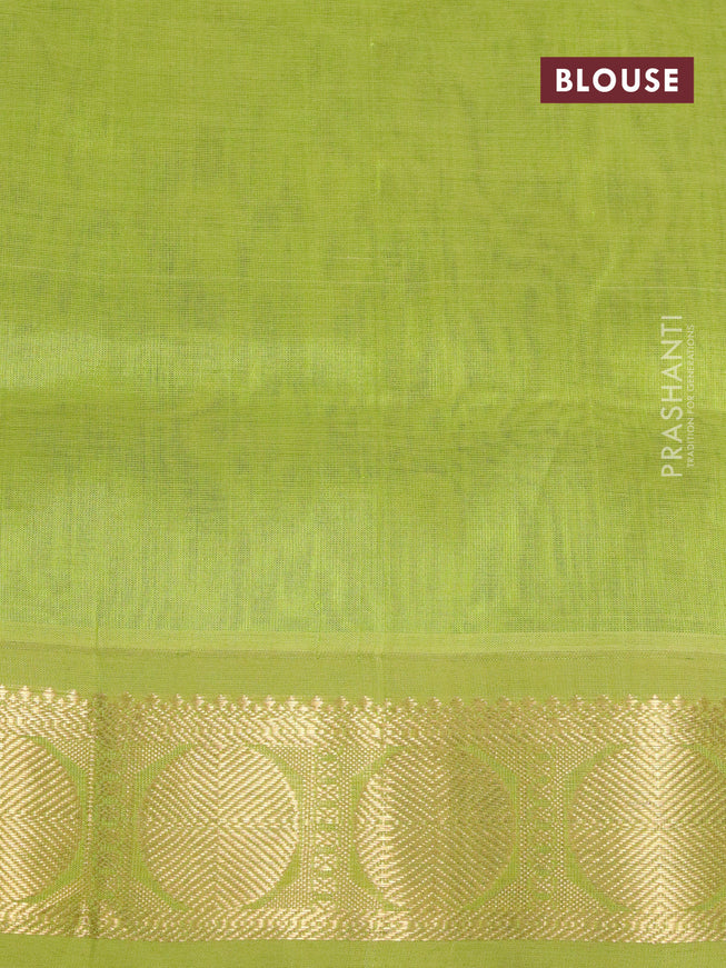 Silk cotton saree maroon and light green with allover zari checks & buttas and rudhraksha zari woven korvai border