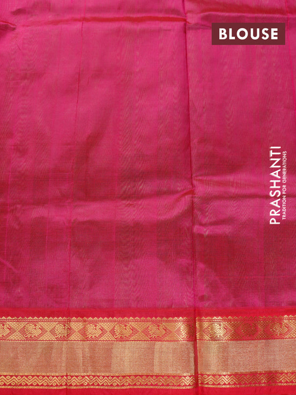 Kuppadam silk cotton saree teal green and pink with annam zari woven buttas and zari woven border