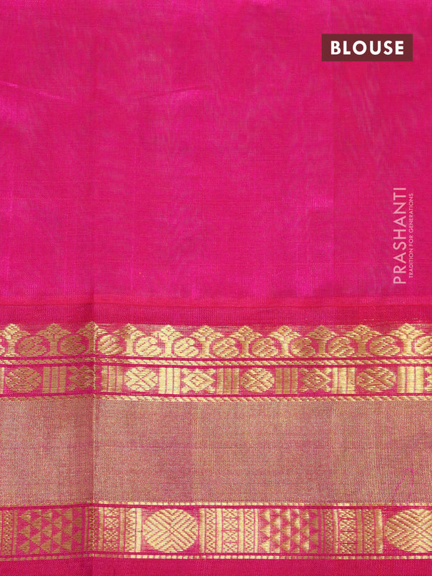 Kuppadam silk cotton saree cream and pink with paisley & rudhraksha zari woven buttas and zari woven border