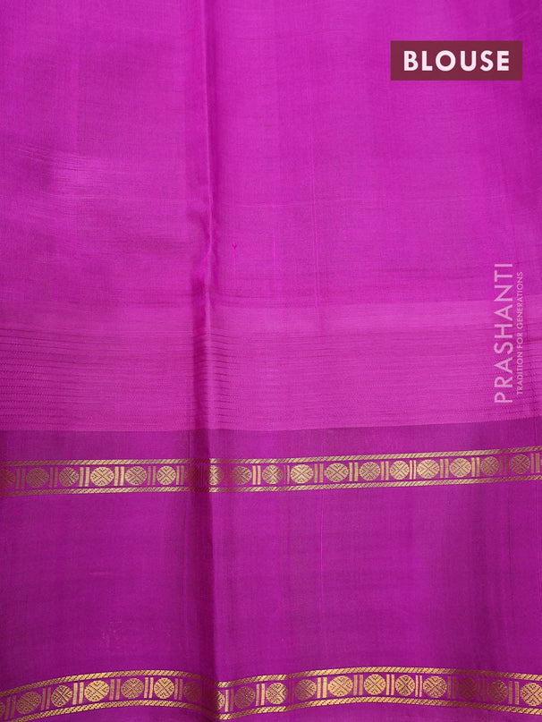 Kuppadam silk cotton saree teal blue and purple with allover zari checked pattern and temple design rettapet zari woven border
