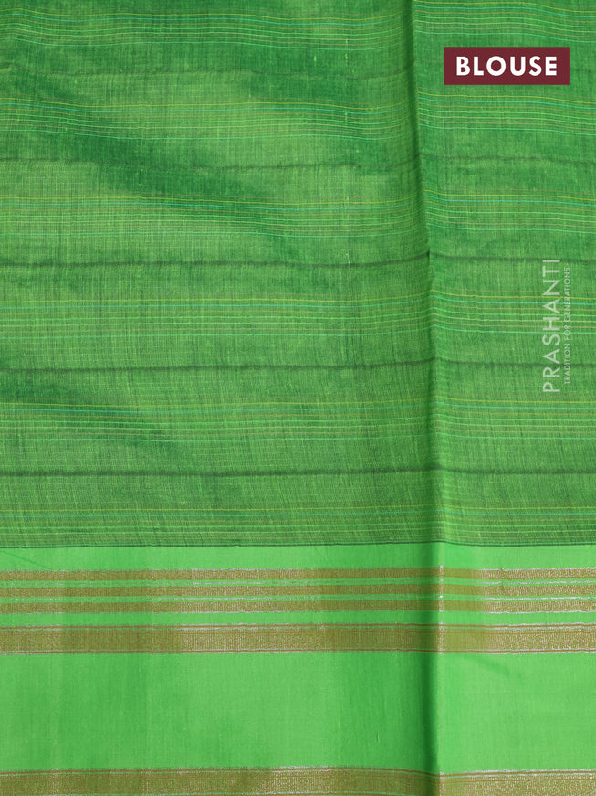 Semi chanderi saree grey shade and light green with allover kalamkari applique work and rettapet zari wpoven border