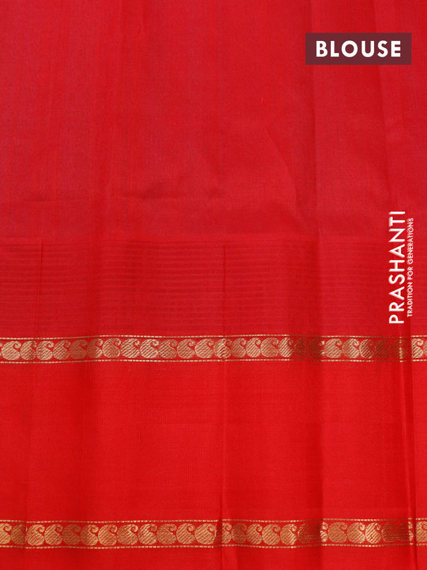 Kuppadam silk cotton saree lavender shade and red with allover zari checked pattern and rettapet zari woven butta border