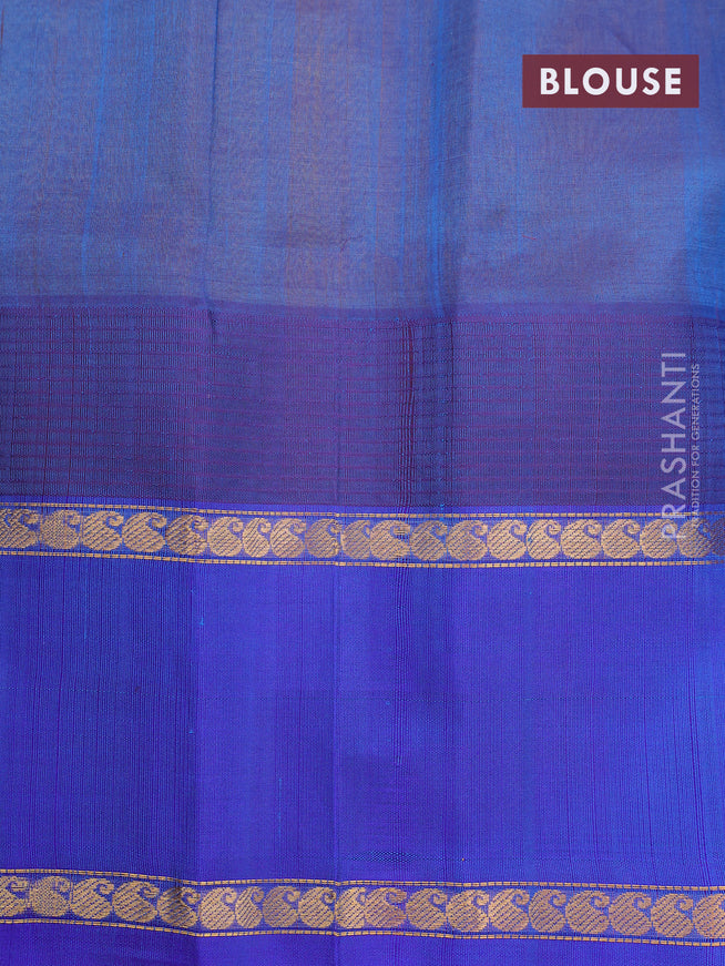 Kuppadam silk cotton saree yellow and blue with allover zari checked pattern and rettapet zari woven butta border