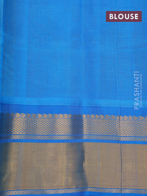 Kuppadam silk cotton saree olive green and cs blue with plain body and long zari woven border
