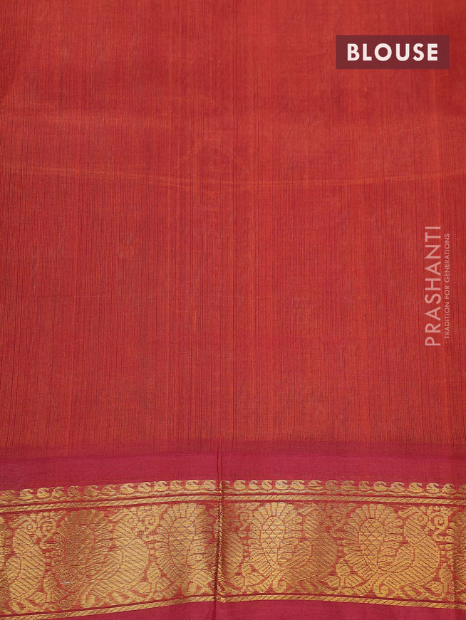 Silk cotton saree beige and rustic maroon with plain body and annam zari woven korvai border