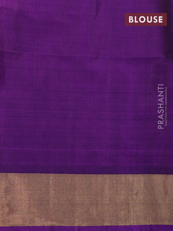 Ikat silk cotton saree orange and purple with allover ikat weaves and zari woven border