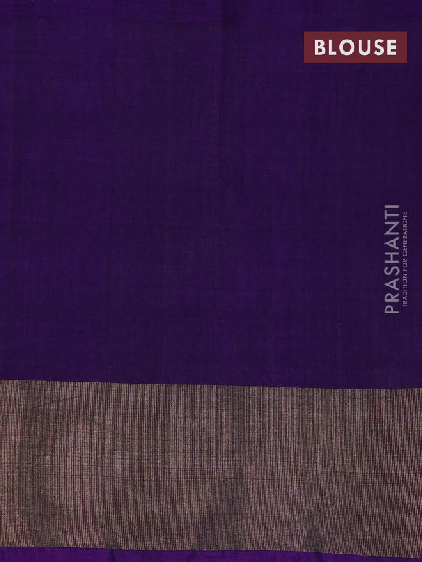 Ikat silk cotton saree green and violet with allover ikat weaves and zari woven border