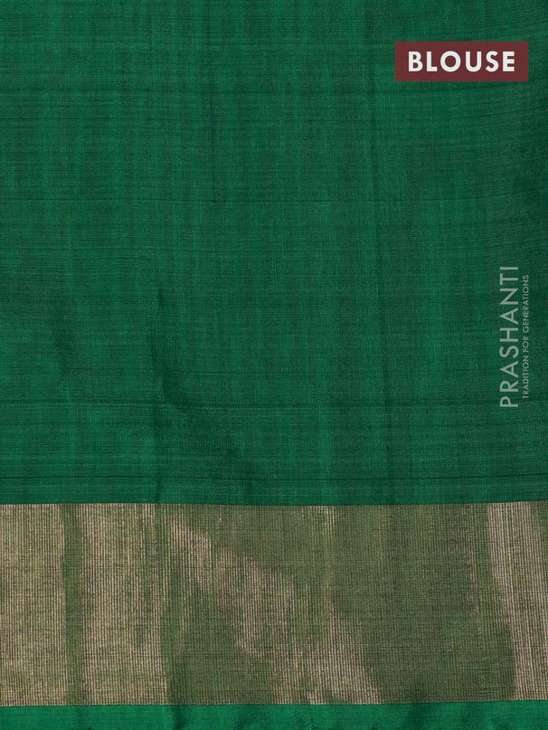 Ikat silk cotton saree brown and green with allover ikat weaves and zari woven border