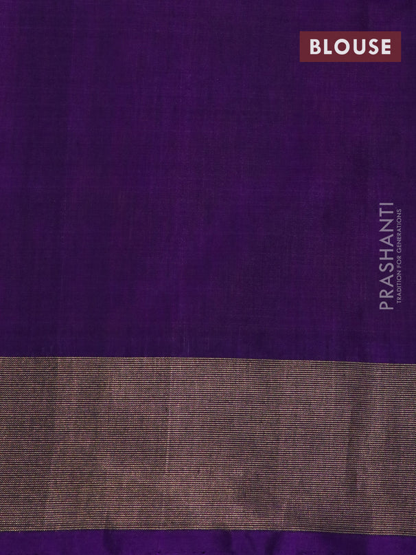 Ikat silk cotton saree pink and violet with allover ikat weaves and zari woven border