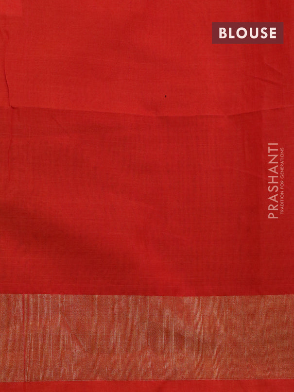 Ikat silk cotton saree green and orange with allover ikat weaves and zari woven border