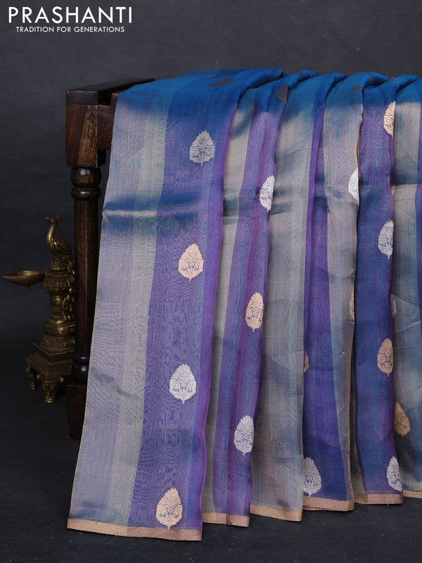 Blue Banarasi Tissue Silk Saree