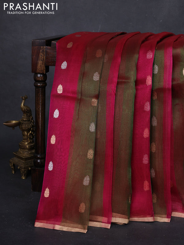 Pink & Green Banarasi Tissue Silk Saree