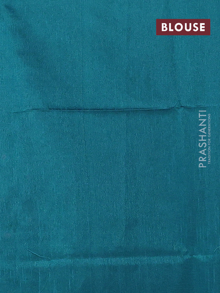 Teal Blue Semi Dupion Saree - Embroidery