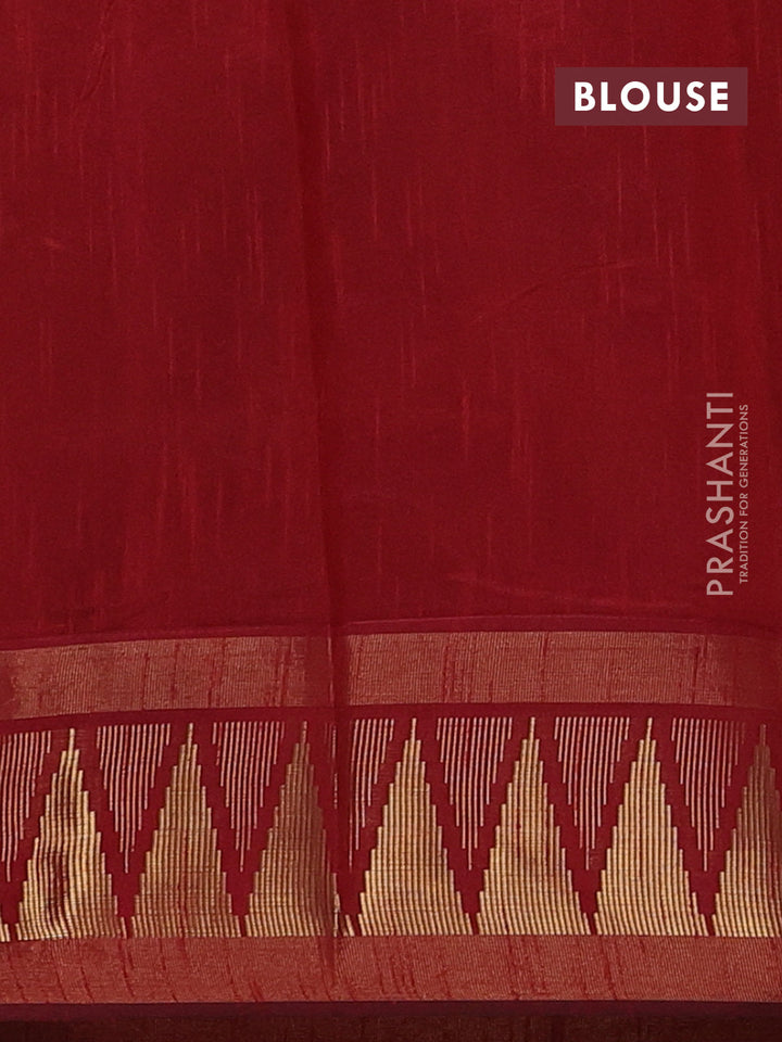Lime Yellow & Red Semi Dupion Saree - Embroidery