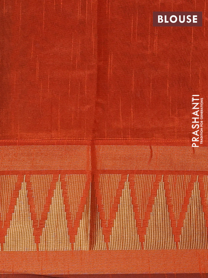 Bottle Green & Orange Semi Dupion Saree - Embroidery