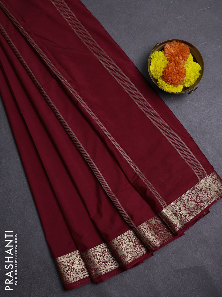 Maroon Semi Mysore Silk Saree