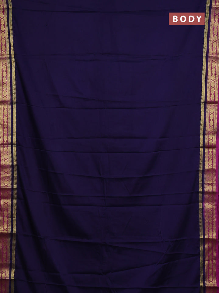 Navy Blue & Magenta Pink Semi Mysore Silk Saree