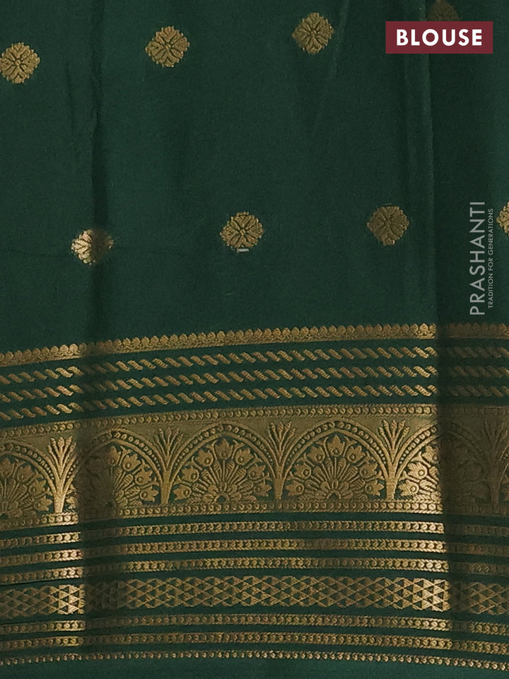 Beige & Green Semi Mysore Silk Saree