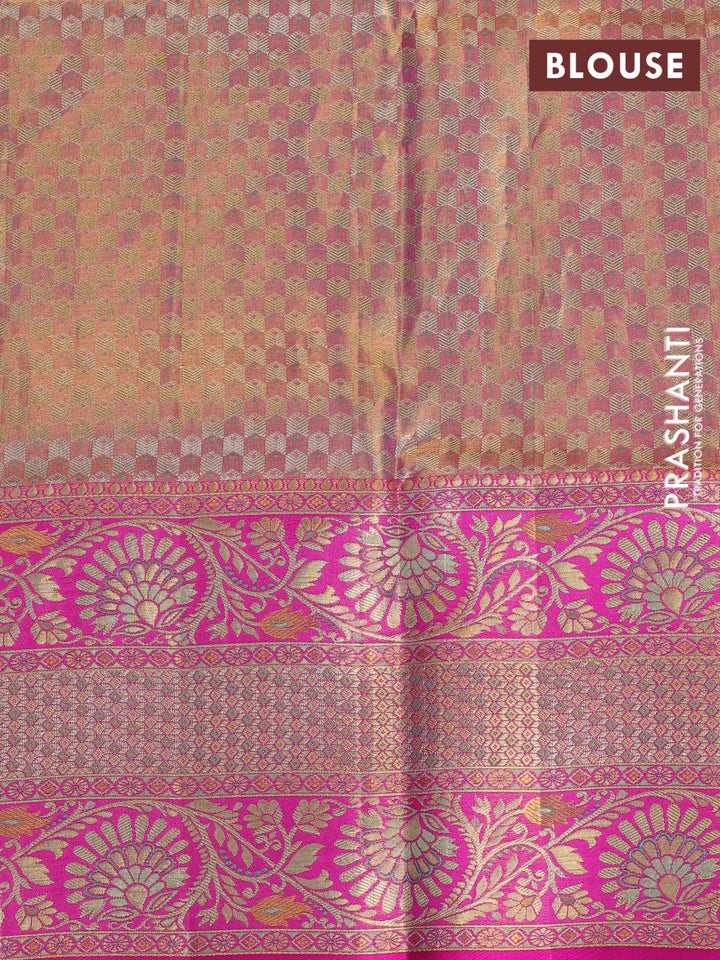 Green & Pink Pure Kanchipuram Tissue Silk - Mina Border