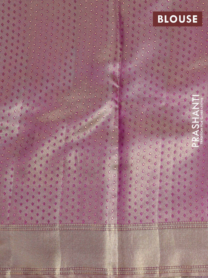Elaichi Green & Purple Pure Kanchipuram Tissue Silk - Mina Border