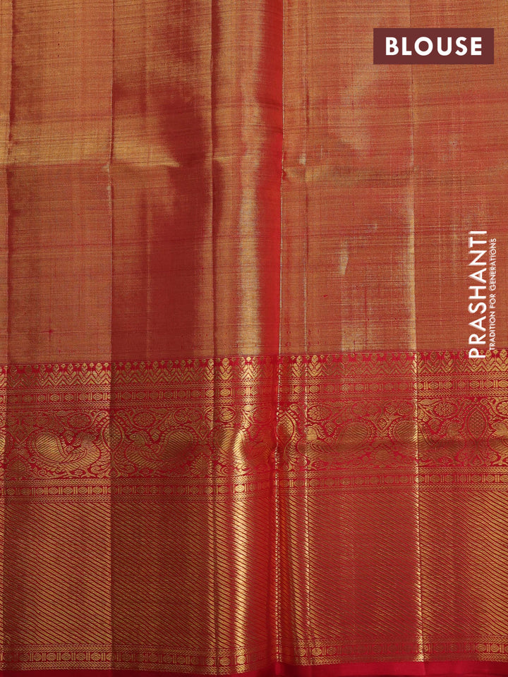 Gold & Red Pure Kanchipuram Tissue Silk - Mina Border
