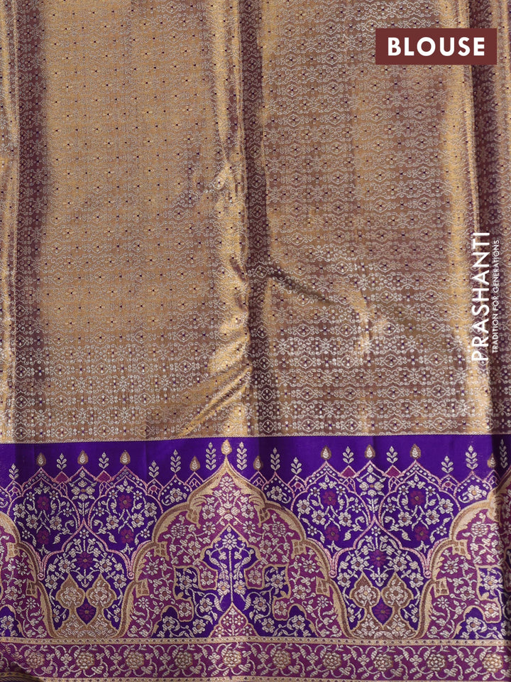 Gold & Violet Pure Kanchipuram Tissue Silk - Mina Border
