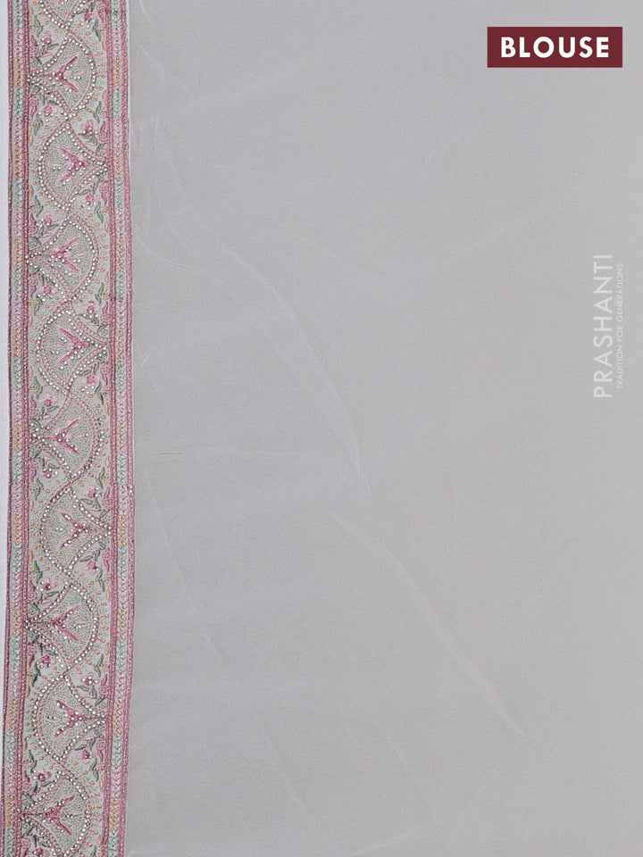 Off White Georgette Saree - Embroidery