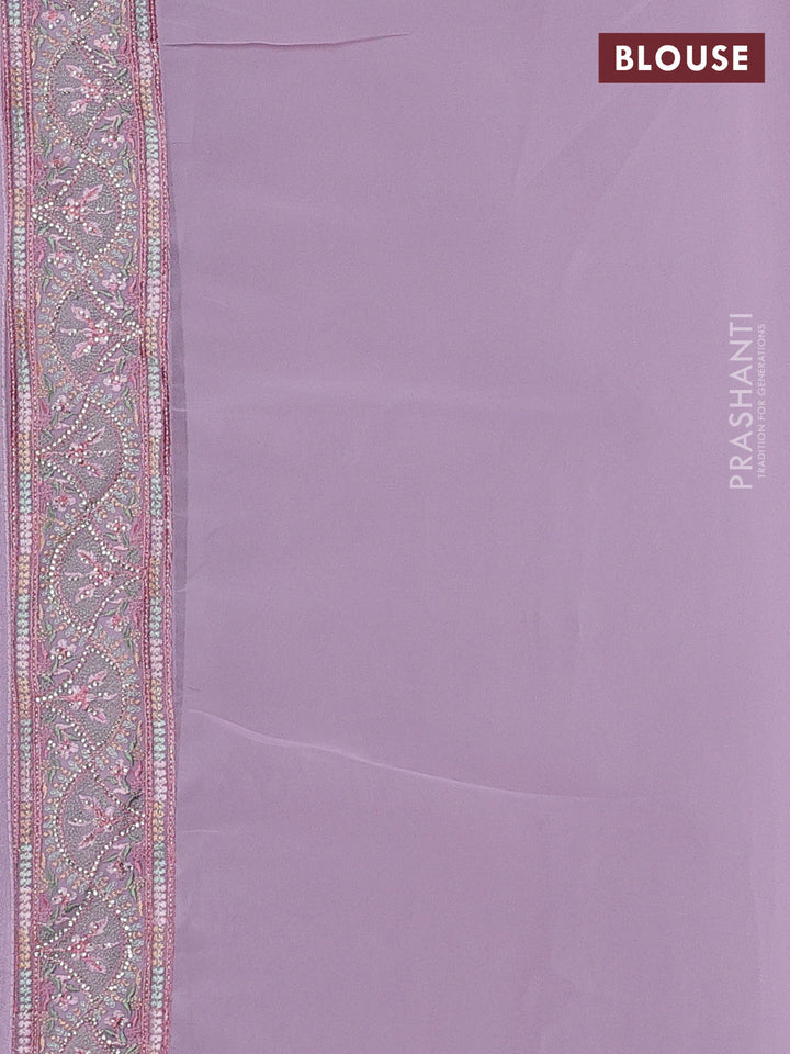 Lavender Georgette Saree - Embroidery