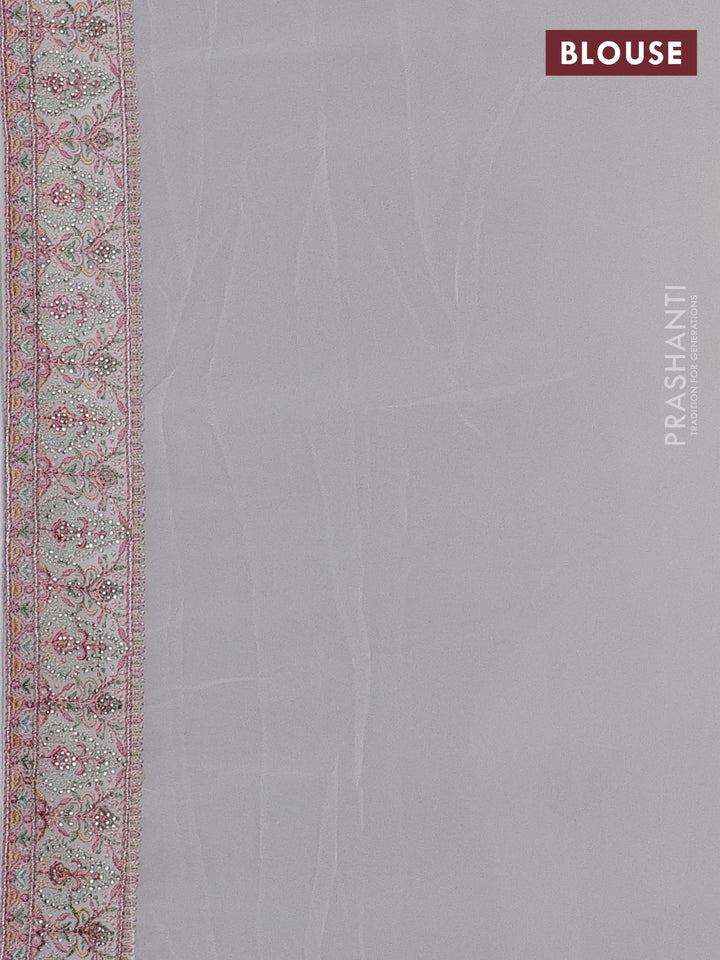 Off White Georgette Saree - Embroidery