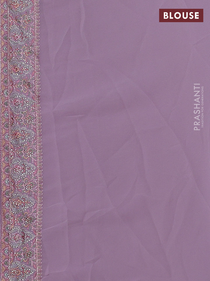 Lavender Georgette Saree - Embroidery